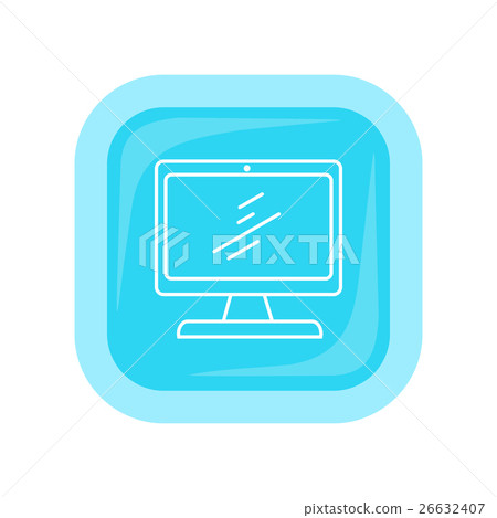 Desktop Computer Icon Button Isolated on White Desktop Computer Icon Button Isolated on White 26632407