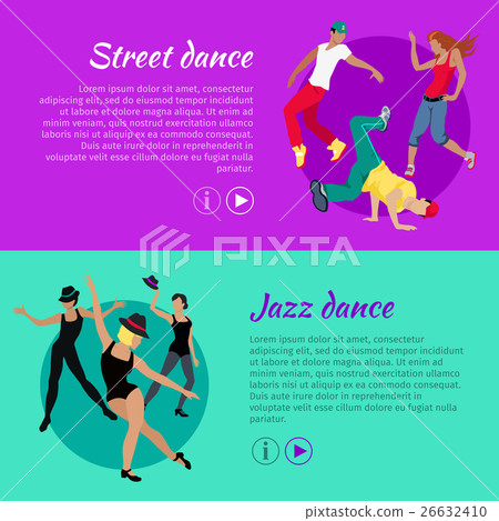 Set of Dancing Vector Web Banners in Flat Design 26632410