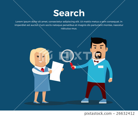 Searching Concept Banner Flat Vector Illustration 26632412