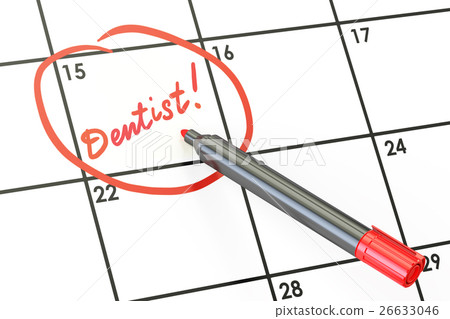 Dentist date on calendar concept, 3D rendering 26633046