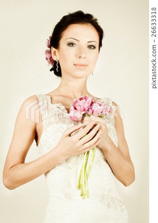 Fashion fiancee in vintage evening gown 26633318