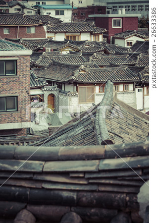 Bukchon Hanok Village in Seoul, South Korea. Bukchon Hanok Village in Seoul, South Korea. 26633386