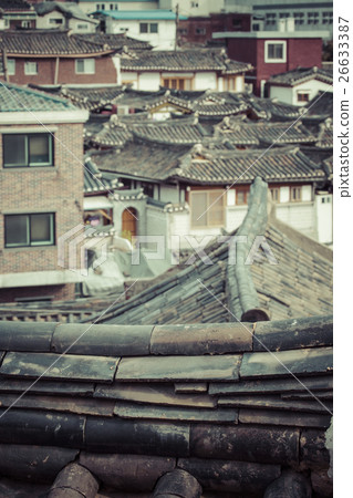 Bukchon Hanok Village in Seoul, South Korea. Bukchon Hanok Village in Seoul, South Korea. 26633387