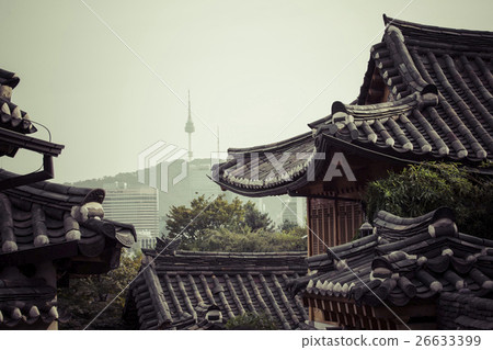 Bukchon Hanok Village in Seoul, South Korea. Bukchon Hanok Village in Seoul, South Korea. 26633399