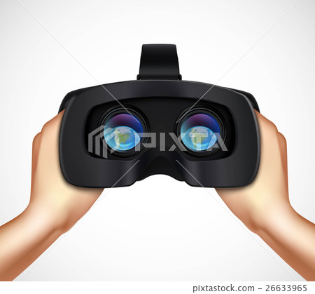 Hands Holding VR Headset Realistic Image 26633965