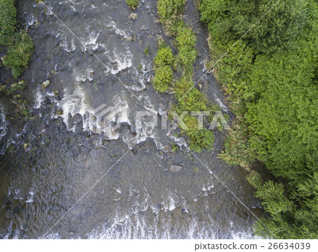 Mountain river view from above. Mountain river view from above. 26634039