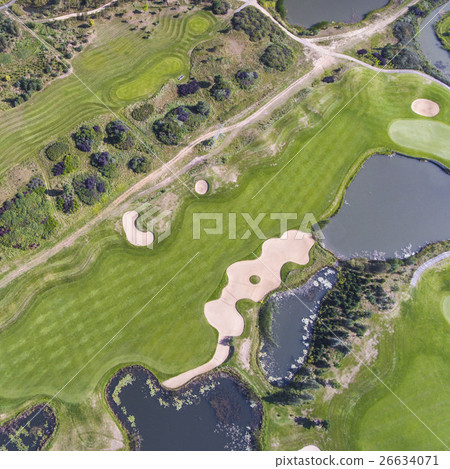 Aerial view over golf field in Poland. Summer time Aerial view over golf field in Poland. Summer time 26634071