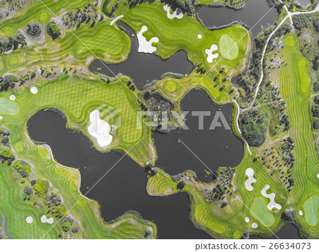 Aerial view over golf field in Poland. Summer time 26634073