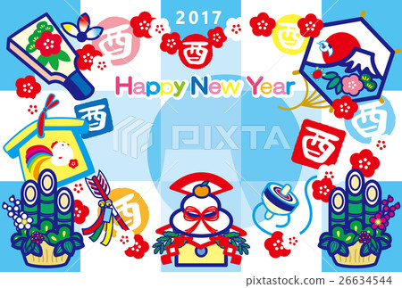 新年卡2017年採摘年Yaroku Kagami年糕Hatto板Eva Demagne Kadomatsu Kite富士山HappyNewYear 26634544