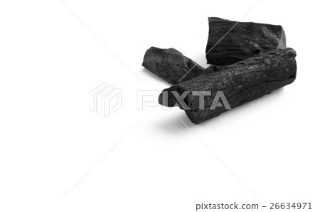 Black charcoal on white background Black charcoal on white background 26634971