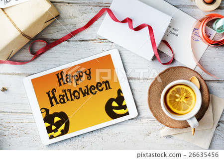 Halloween Trick Treat Spooky Creepy Pumpkin Concept Halloween Trick Treat Spooky Creepy Pumpkin Concept 26635456