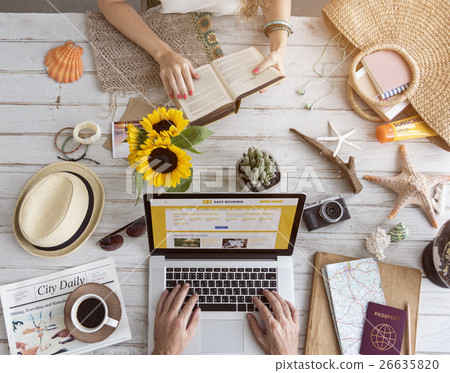 Person Booking Flight Online Concept Person Booking Flight Online Concept 26635820