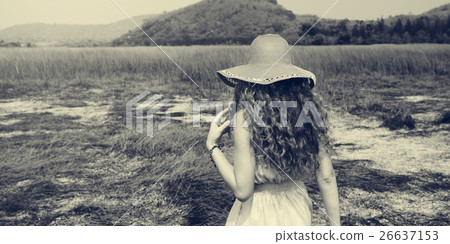 Summer Holiday Vacation Grassland Traveling Relaxation Concept Summer Holiday Vacation Grassland Traveling Relaxation Concept 26637153