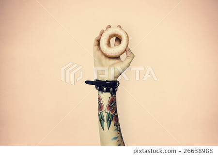 Tattoo Woman Dounut Doughnut Dessert Pastry Concept Tattoo Woman Dounut Doughnut Dessert Pastry Concept 26638988