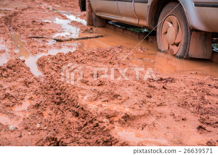 Mud road after the rain . Mud road after the rain . 26639571