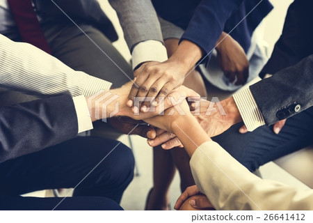 Business Team Stack Hands Support Concept Business Team Stack Hands Support Concept 26641412