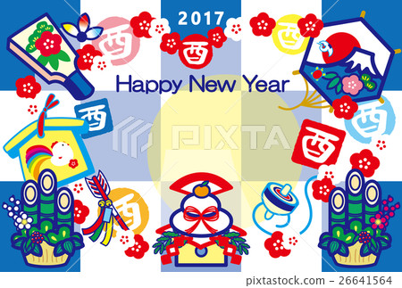 新年卡2017年採摘年Yaroku Kagami年糕Hatto板Eva Demagne Kadomatsu Kite富士山HappyNewYear 26641564