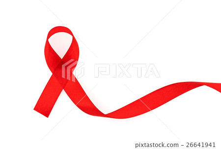 Aids Awareness Red heart Ribbon isolated on white background . Aids Awareness Red heart Ribbon isolated on white background . 26641941