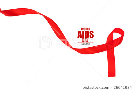 Aids Awareness Red heart Ribbon isolated on white background . 26641984