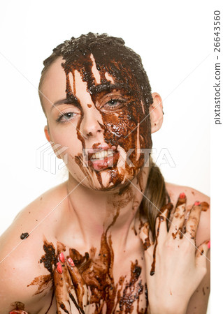 beautiful girl bathed in chocolate beautiful girl bathed in chocolate 26643560