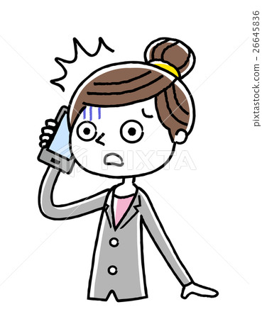 Phone: female, business, surprised, uneasy 26645836