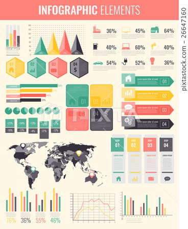 Infographic Elements with world map and charts 26647160