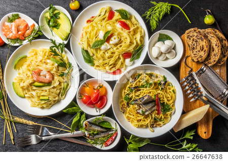 Italian raw pasta recipe Raw pasta and Italian ingredients Italian raw pasta recipe Raw pasta and Italian ingredients 26647638