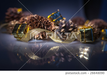 Golden Ribbon and bumps. Christmas Decor Golden Ribbon and bumps. Christmas Decor 26648090