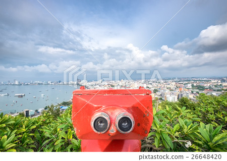 Binoculars on scenic pattaya bay and city 26648420