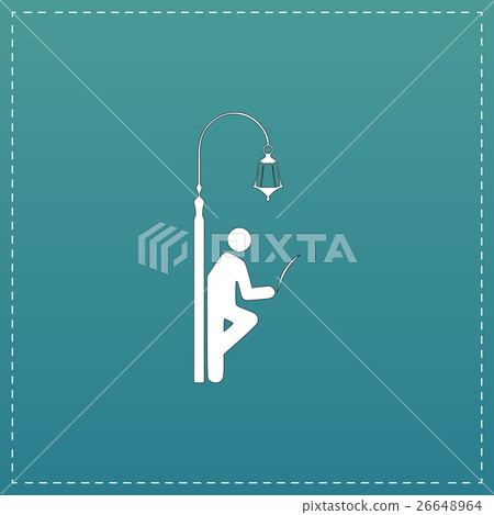 businessman leaning on a lamppost in tree, 26648964