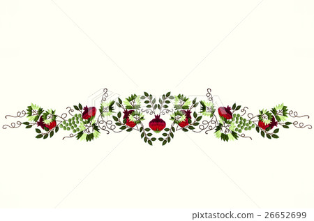 Embroidery garlands with grape and red garnet  26652699