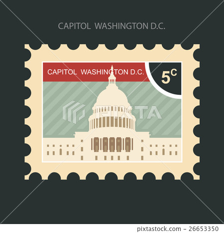 Postage stamp with Capitol building in Washington 26653350