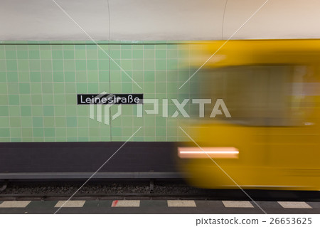Yellow subway train in motion on Berlin Yellow subway train in motion on Berlin 26653625