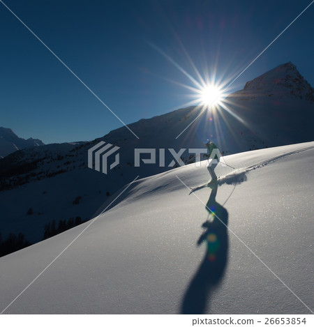 girl in off-piste skiing 26653854