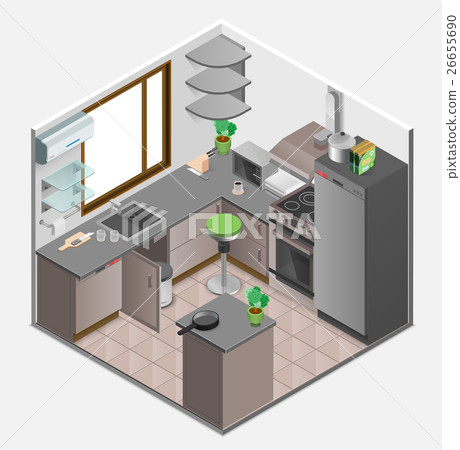 Kitchen Interior Isometric Concept 26655690