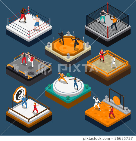Martial Arts Isometric People Composition 26655737