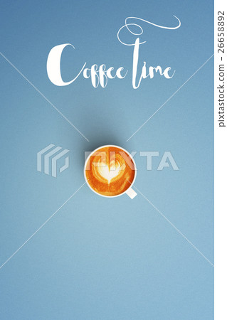 cup of coffee latte art on color background 26658892