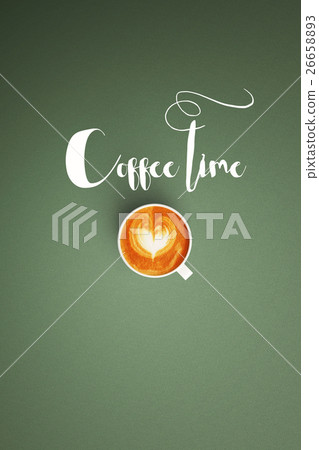 cup of coffee latte art on color background 26658893