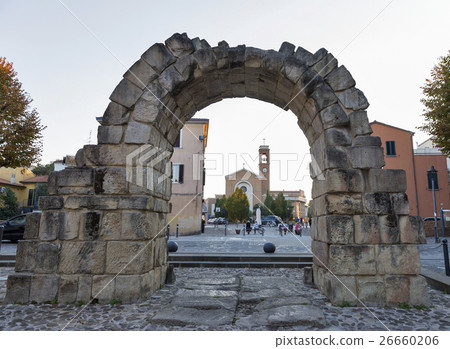 Ancient gate Porta Montanara in Rimini, Italy. Ancient gate Porta Montanara in Rimini, Italy. 26660206