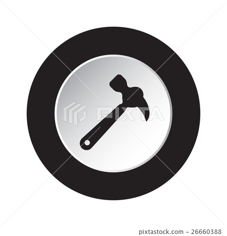 round black and white button - claw hammer icon 26660388