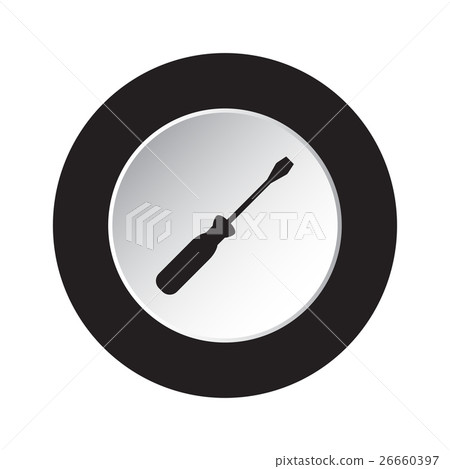 round black and white button - screwdriver icon round black and white button - screwdriver icon 26660397