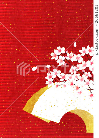 櫻花日本紙新年賀卡背景 26661203