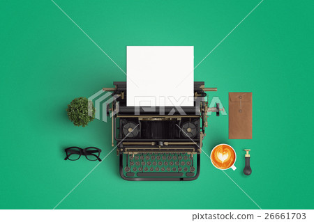 vintage typewriter paper and cup of coffee vintage typewriter paper and cup of coffee 26661703