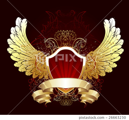 red shield with golden wings 26663230