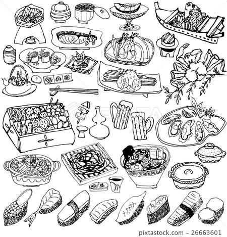 日本烹調kaiseki手寫的例證 26663601