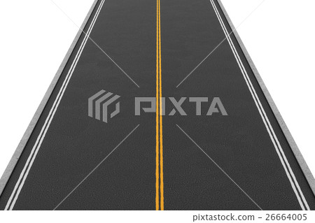 Rendering of empty two-way road covered with Rendering of empty two-way road covered with 26664005