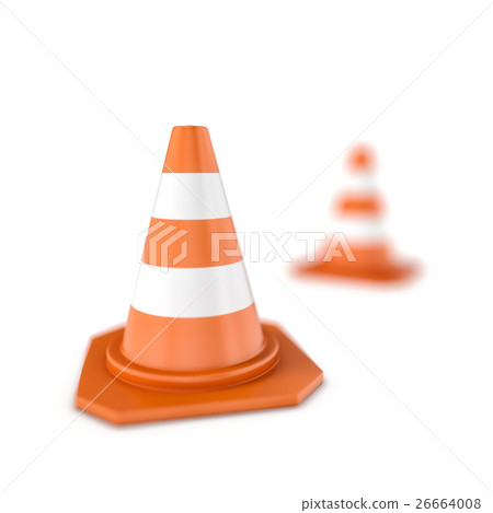 Rendering of close-up traffic cone and one 26664008