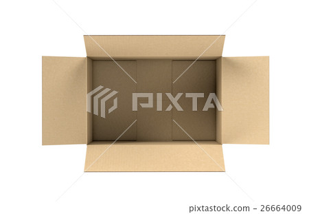 Rendering of opened light beige cardboard mail box 26664009