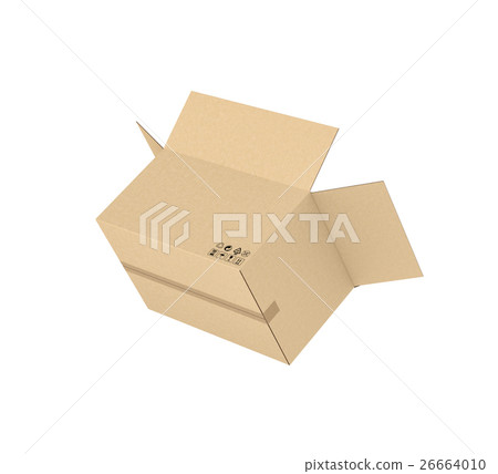 Rendering of opened light beige cardboard mail box 26664010