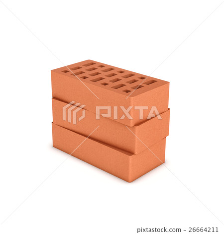 Rendering of three face bricks isolated on a white 26664211